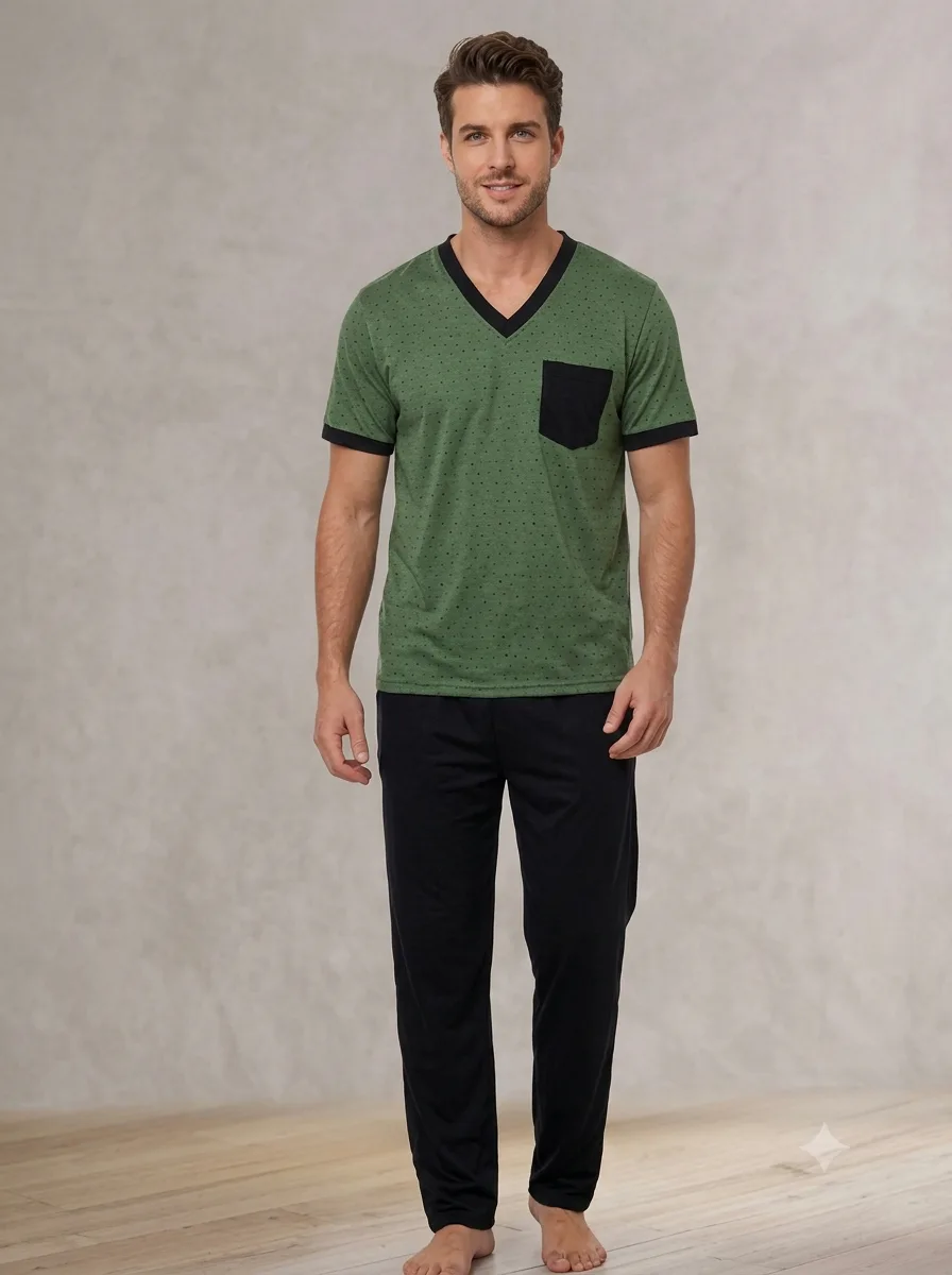 Algodón Pantalon Manga Corta Hombre
