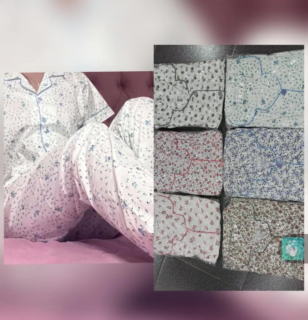 Importada Algodón Pantalon Manga Corta Flores Boton
