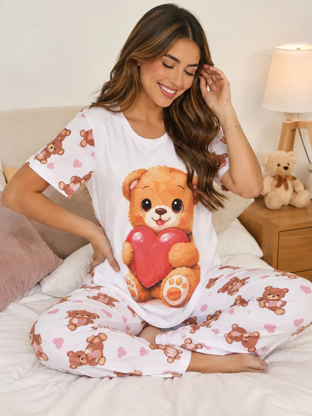 Piel Durazno Pantalon Manga Corta Dama