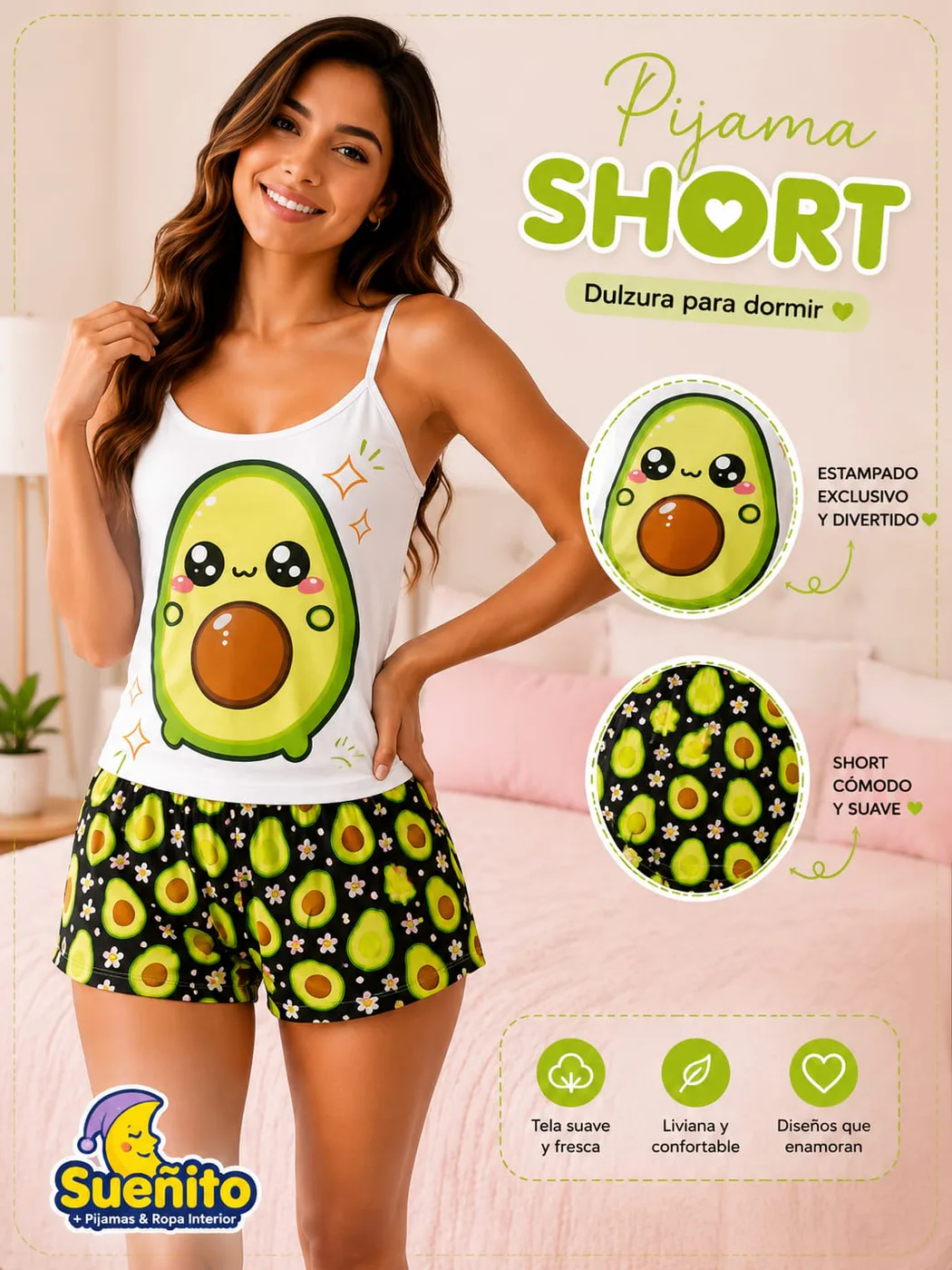 Piel Durazno Short Tiras