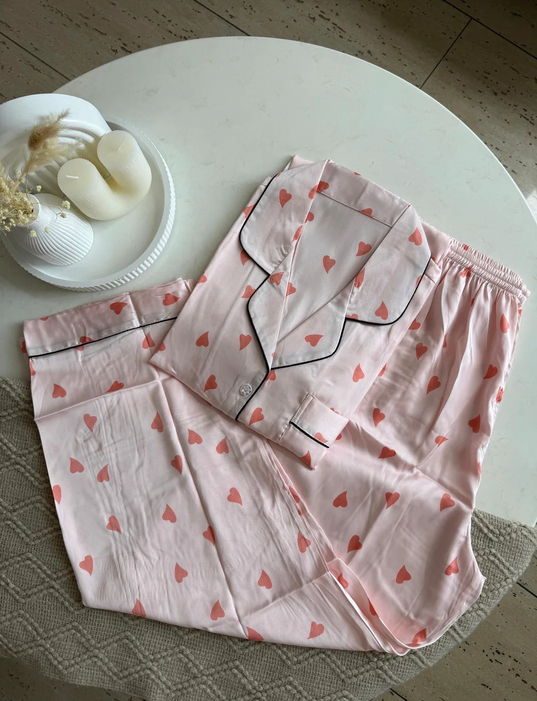 Satén Pantalón Manga Corta Estampada