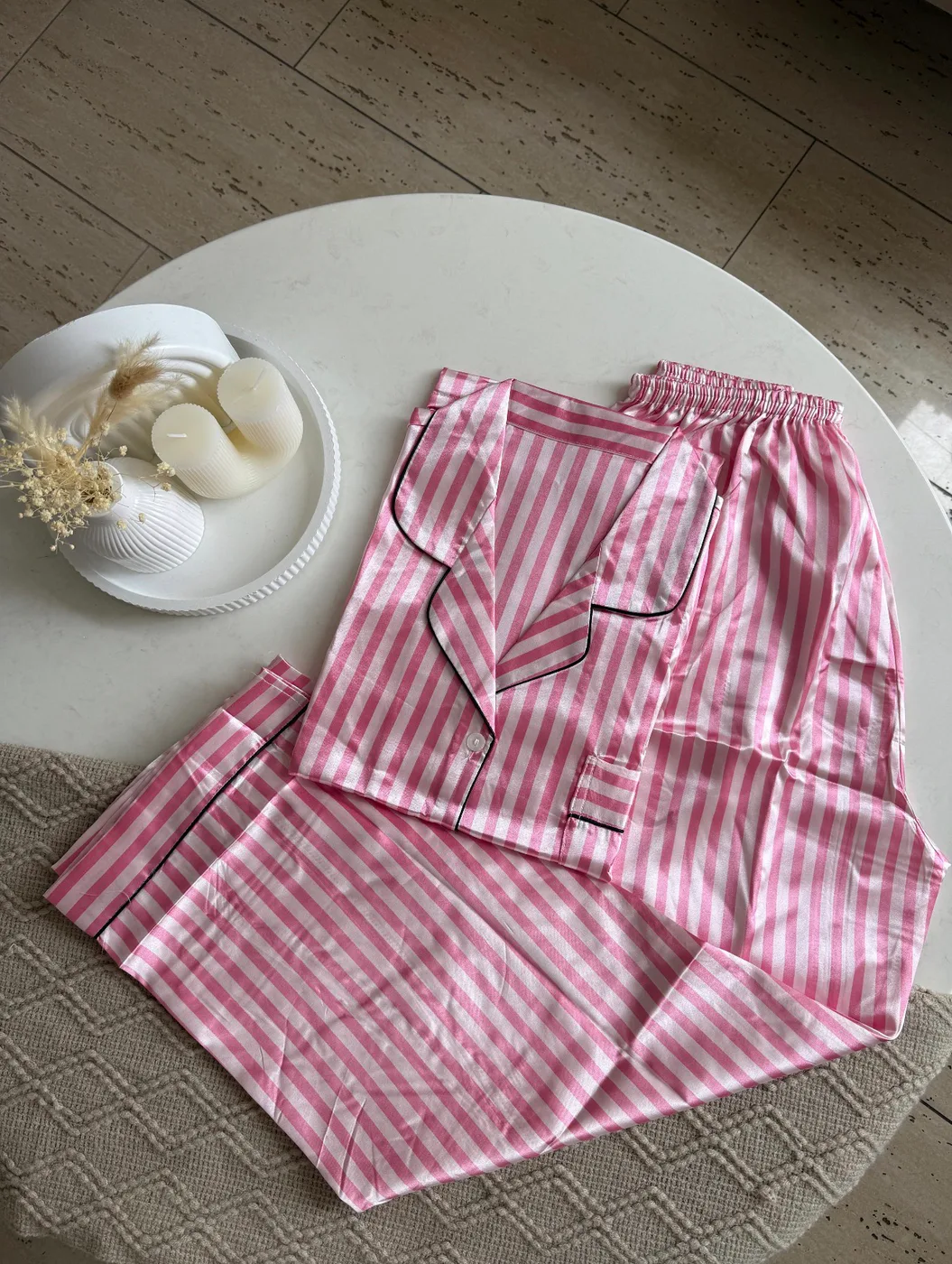 Satén Pantalón Manga Corta Estampada