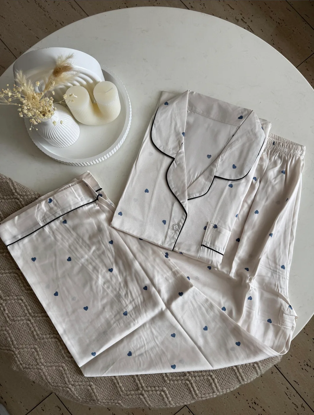 Satén Pantalón Manga Corta Estampada