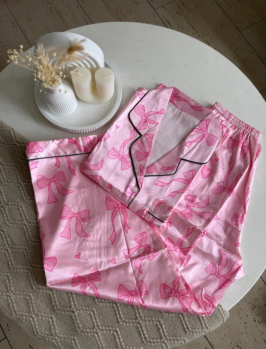 Satén Pantalón Manga Corta Estampada